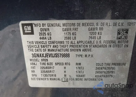 2018 Chevrolet Equinox Lt from USA, damaged, VIN 3GNAXJEV0JS579888